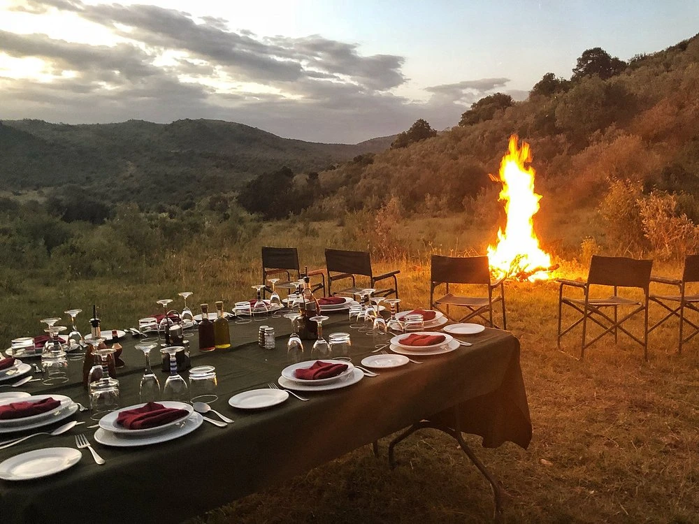 Set up dinner in the bush