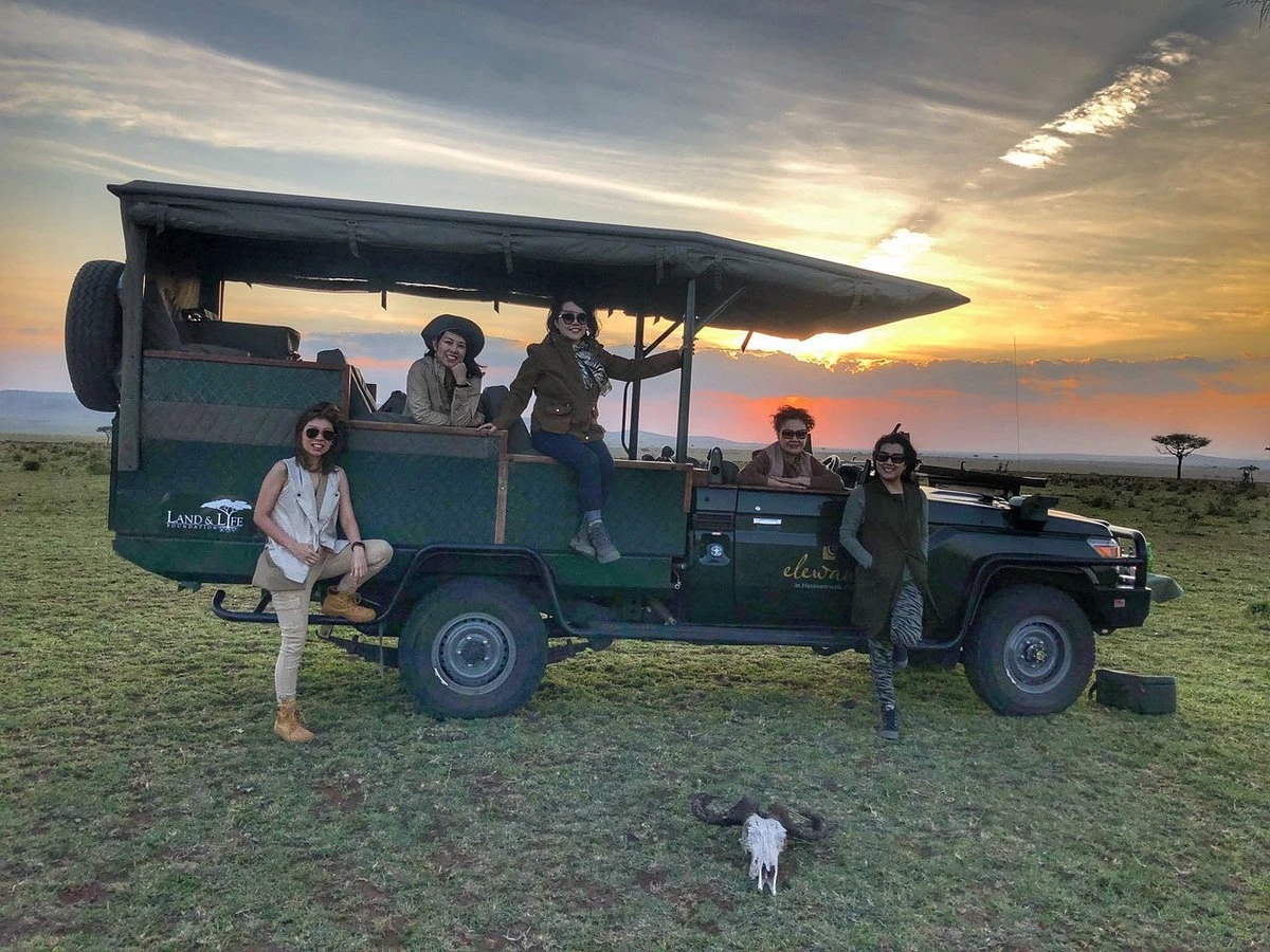 Guided game drive in Masai Mara National Park.