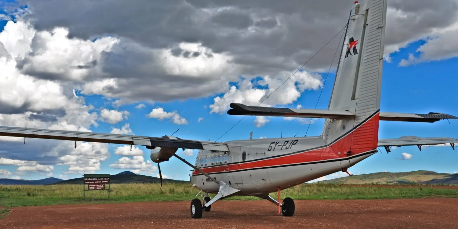 An aircraft in Keekorok Airstrip in Masai Mara